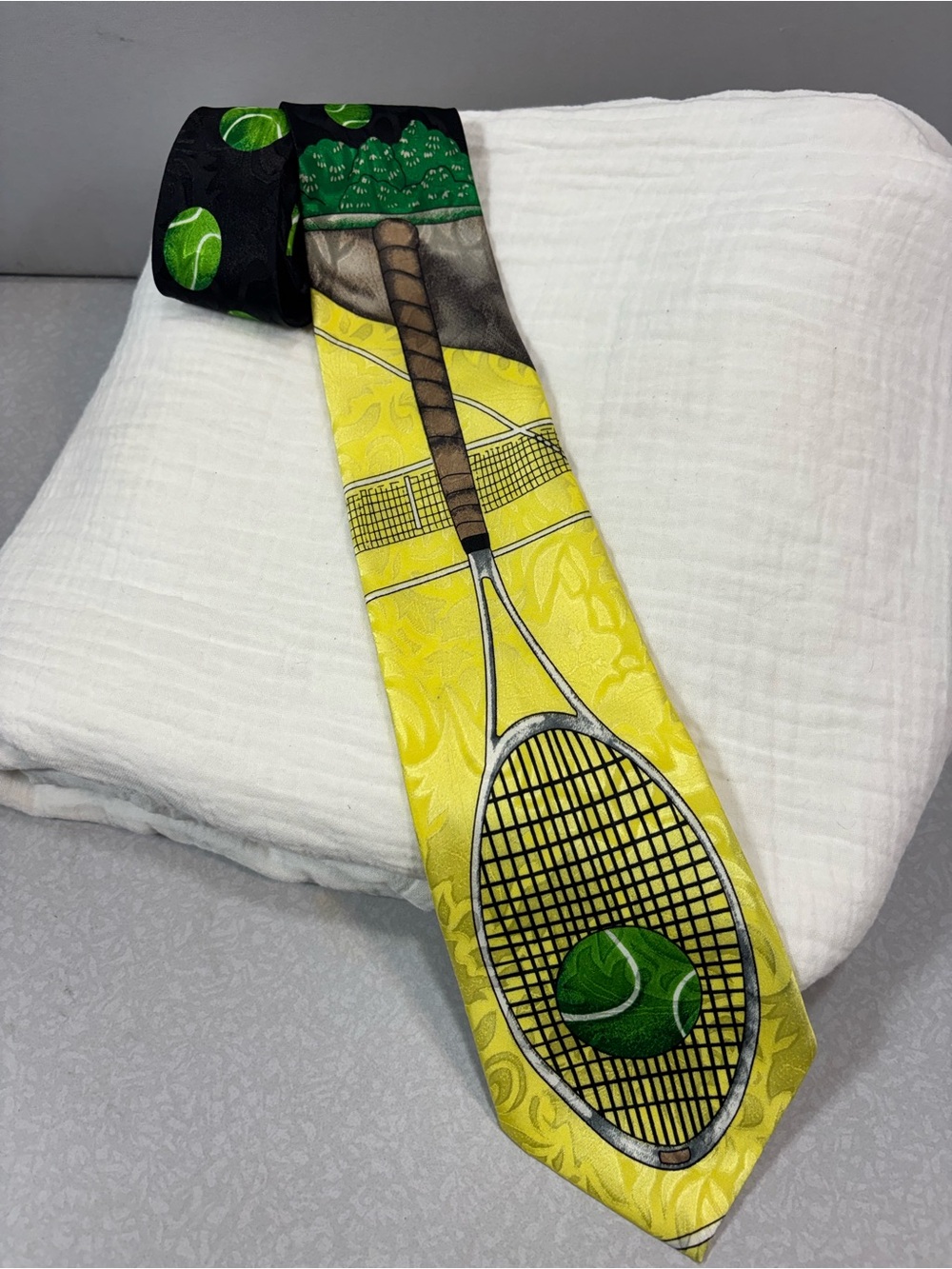 Men's Tennis Novelty Tie in Yellow and Green By Everyday